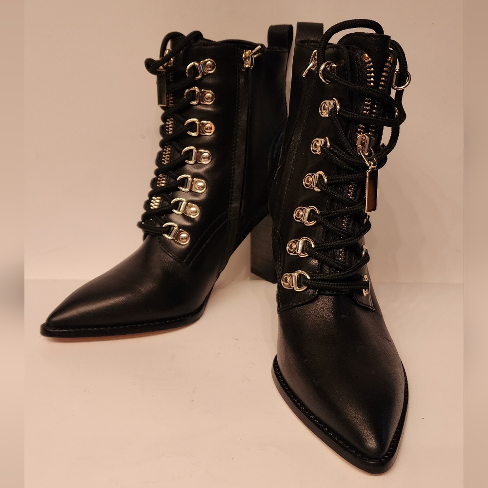 PAIGE Callie Corset Bootie in Black leather /gold hardware size 5 - NWOT - Picture 5 of 15